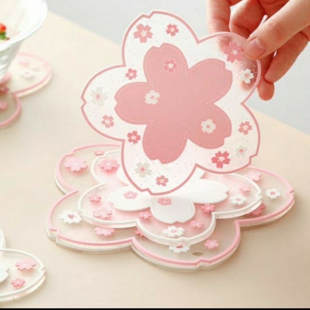 White sakura flower coaster - Picture 3 of 4
